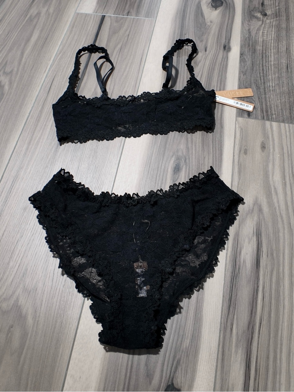 🖤 SKIMS Soot Black Lace Bralette Onyx Panty Lingerie Set |  S | NWT 🌋